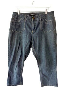 Beau Dawson Womens Capri Jeans Size 14W, Plus Size Dark Wash Denim Capris